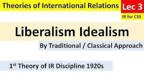 Liberalism Idealism |by Traditional Approach | Theories of IR | CSS and Daily Affairs  | Lec 3