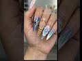 Blue Celestial 3D Flower Nails #nails #nailart #pressonnails #bluenailart