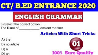 Target CT/ B.ED Entrance 2020 !! English Grammar Questions !! Articles With Short Tricks !! screenshot 4