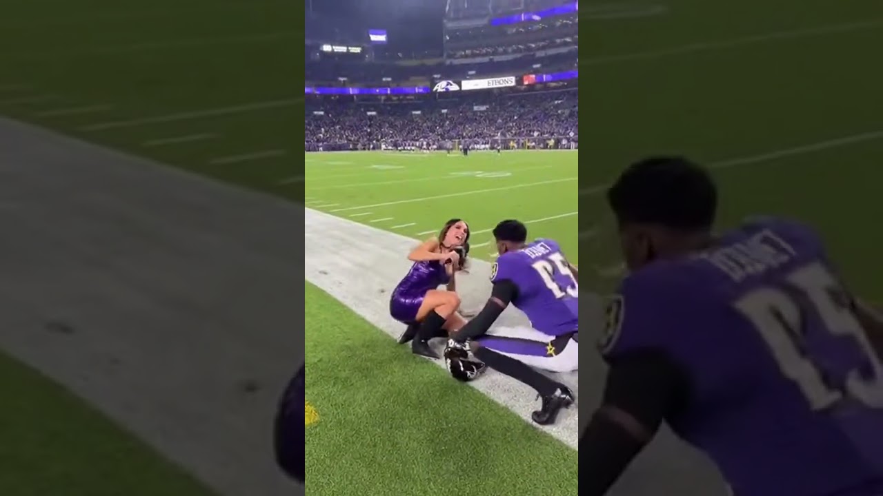 NFL reporter gets smoked with a football on the sidelines interviewing a player