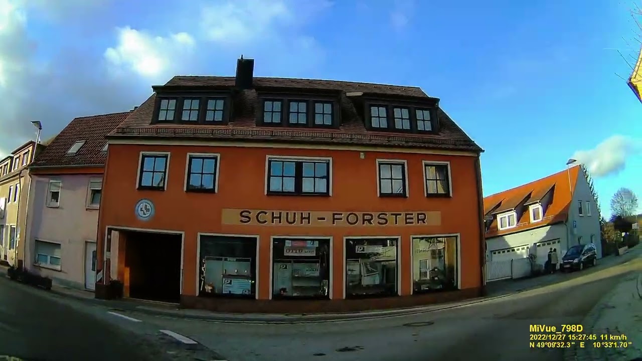 D: Markt Bechhofen. Landkreis Ansbach. Rundfahrt durch die Ortsmitte. Dezember 2022