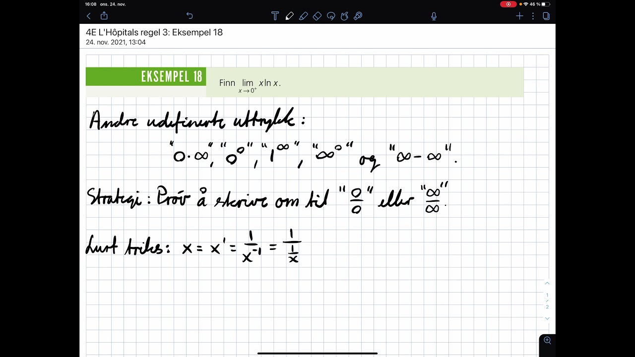4E L'Hôpitals regel 3: Eksempel 18