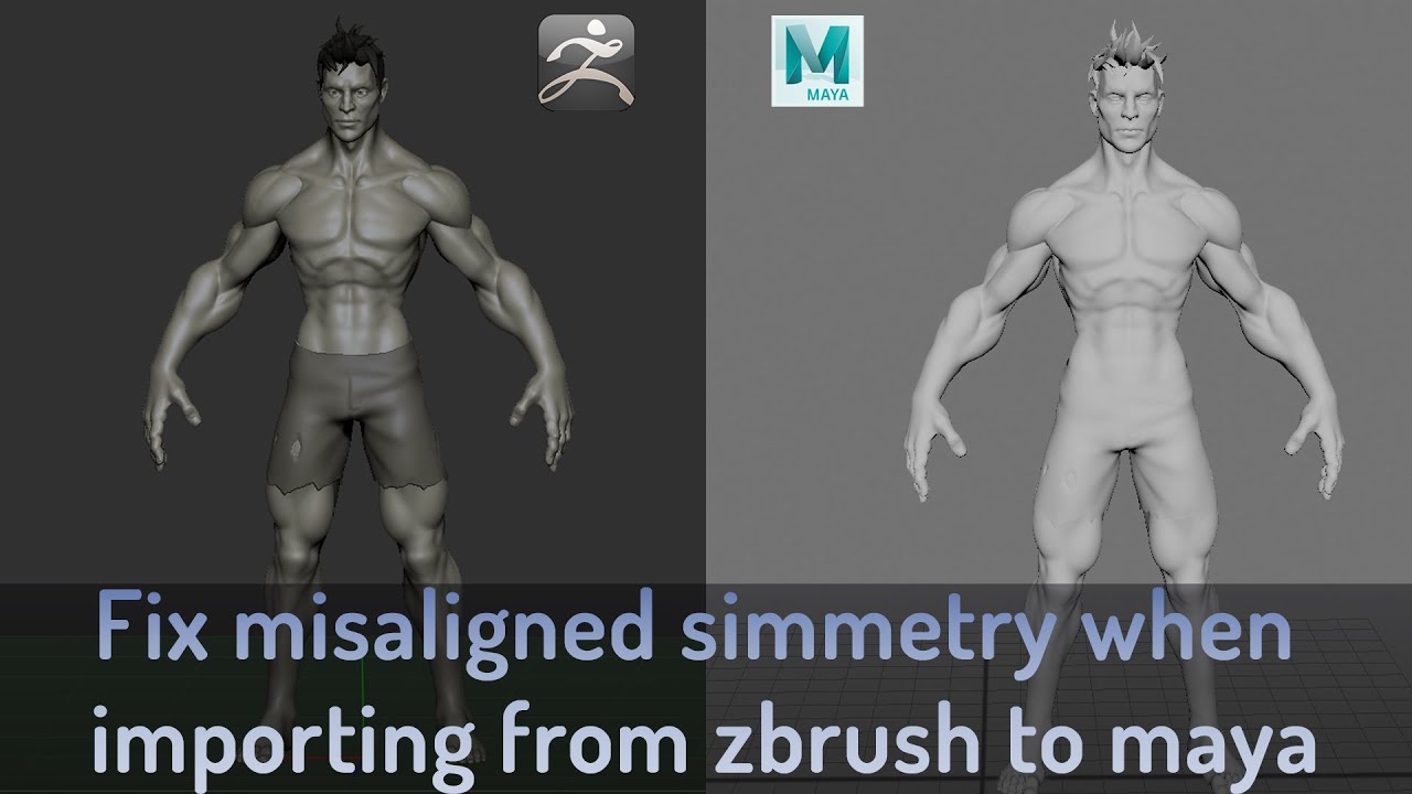 Fix misaligned simmetry when importing from zbrush to maya - YouTube