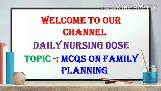 #CHO MCQs #ON || FAMILY PLANNING ||