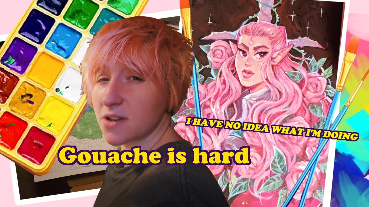 Trying gouache paint for the first time 🌻 (and failing miserably) - YouTube