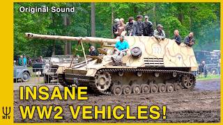Rare WWII Tank Destroyers, Trucks, Halftracks, Bikes at Militracks INSANE Driving!