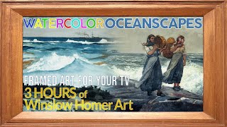 WATERCOLOR OCEANSCAPES | FRAMED 4K HD ART SCREENSAVER | Vintage Art for your Home w/ Relaxing Ocean by Your Home Gallery 16,789 views 2 years ago 3 hours, 22 minutes