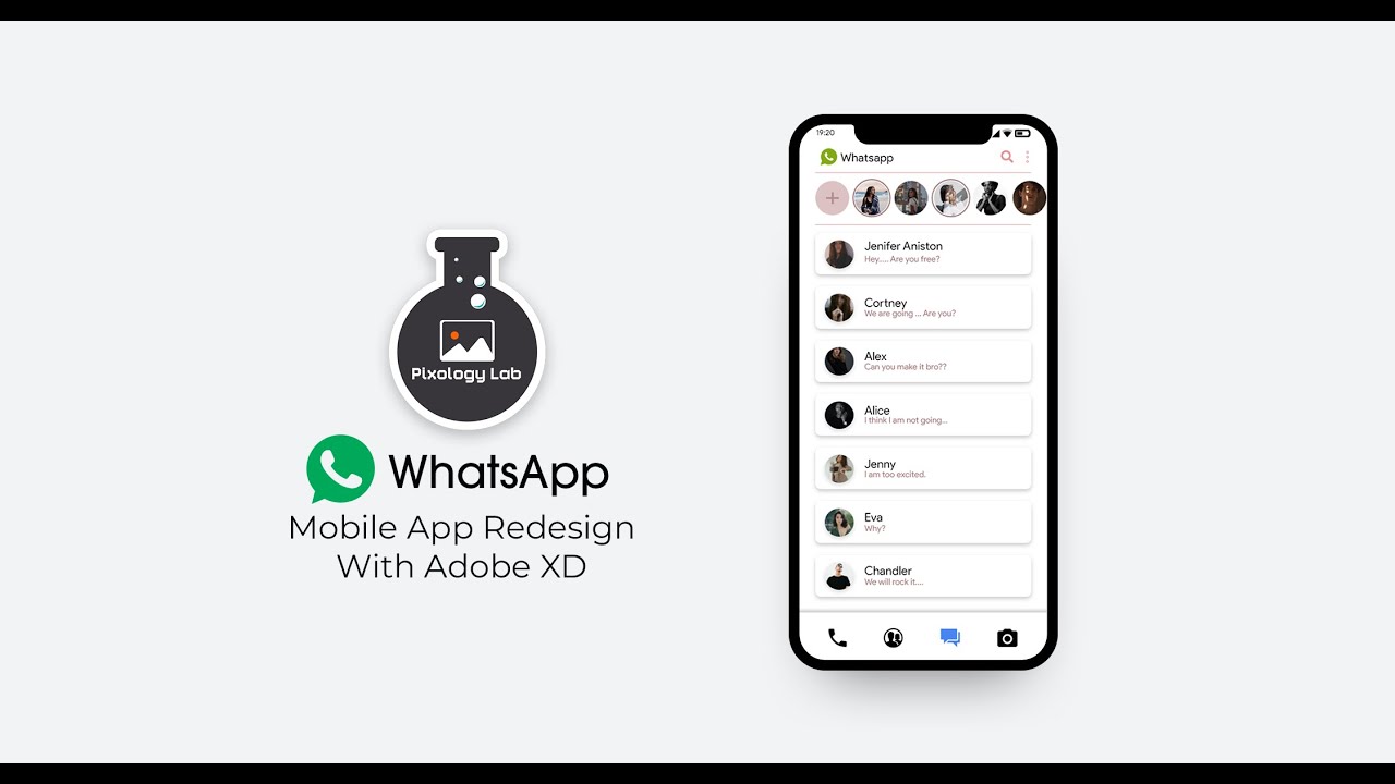 Whatsapp mobile app ui redesign | Time-laps (using Adobe XD)
