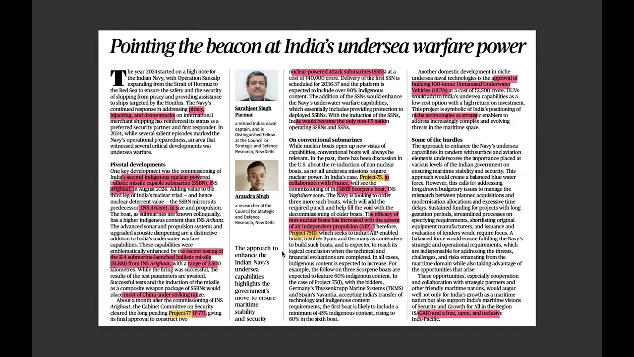 India's undersea warfare capabilities - P77, P75, & P75I 