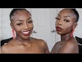 FULL COVERAGE MAKEUP + CLASSIC RED LIP | DARK SKIN