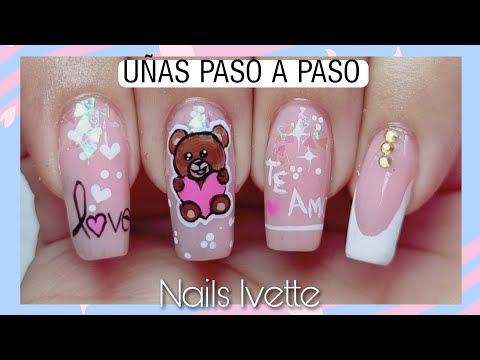 UÑAS OSITO! Uñas decoradas Osito / Diseño de uñas amor / Uñas bonitas  @NailsIvette