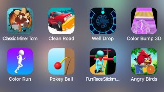 Classic Miner Tom, Clean Road, Well Drop, Color Bump 3D, Color Run, Angry Birds - iPad Gameplay screenshot 5