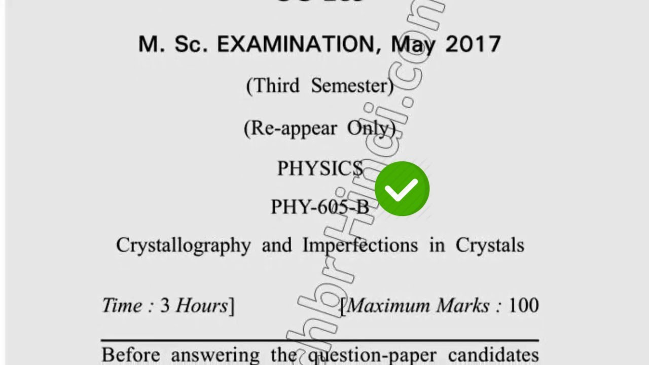 May 2017 Dcrust MSc Physics 3rd Sem Crystallography & Imperfactions in Crystals Question Paper