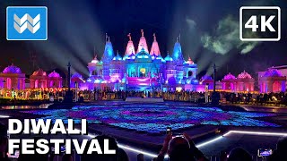 [4K] DIWALI Festival of Lights at BAPS Shri Swaminarayan Mandir in Chino Hills CA 2023 Walking Tour