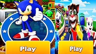 Tom Talking Golden RuN Vs Sonic dash || Characters Sonic Dash 🆚Tom Gold run #sonicdash screenshot 5