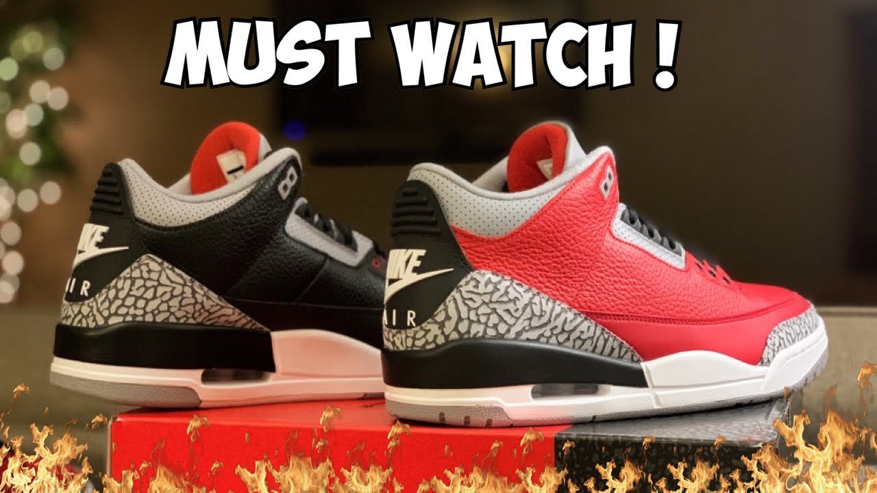 Air Jordan 3 Fire Red Cement EARLY Review & Black Cement 3 Comparison ...