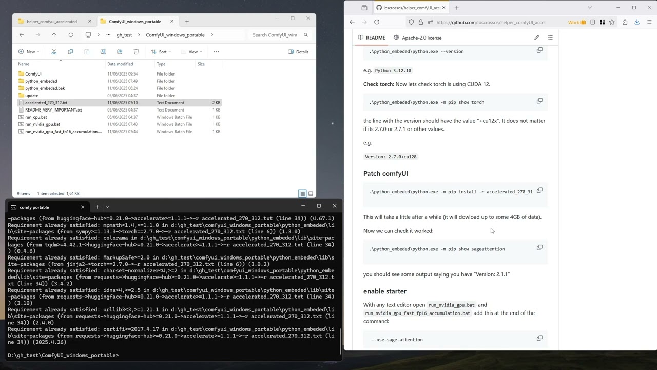 comfyui Portable on windows: step-by step guide to enable Sage attention, triton and flash attention