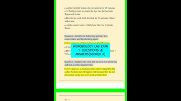 MICROBIOLOGY LAB EXAM 1 QUESTIONS & ANSWERSSCORED A video