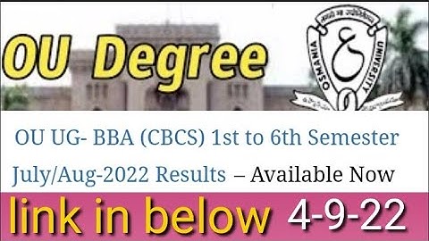 OU Degree BBA (CBCS) 2nd Sem 4th Sem 6th Sem Results Released 2022/OU Degree BBA CBCS Results update