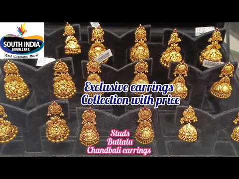 Southindia Jewellers Exclusive studs  jumkis chandbali earrings with price | buttalu designs |jumkas