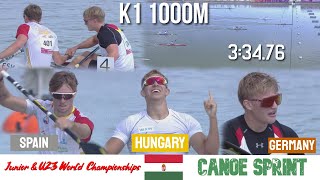 K1 Men 1000m Junior Final A | HUNGARY CHAMPION |Junior & U23 World Championships Szeged Hungary 2022