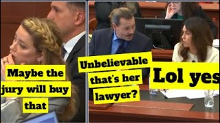 Johnny Depp and Camille Vasquez shake their heads after Amber Heard’s lawyer tells lies #johnnydepp