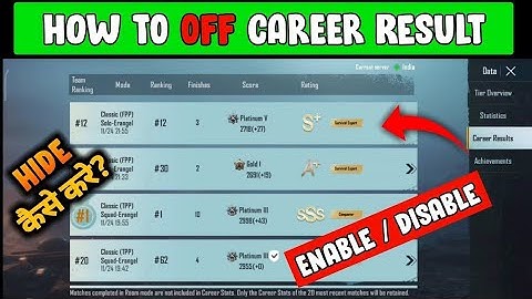 Bgmi me career result hide kaise kare | career result pubg hide | How to hide career result in bgmi