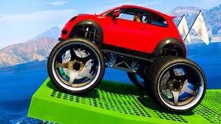 Cars Jumping into Water #5 - GTA 5 Truck & Big Wheels