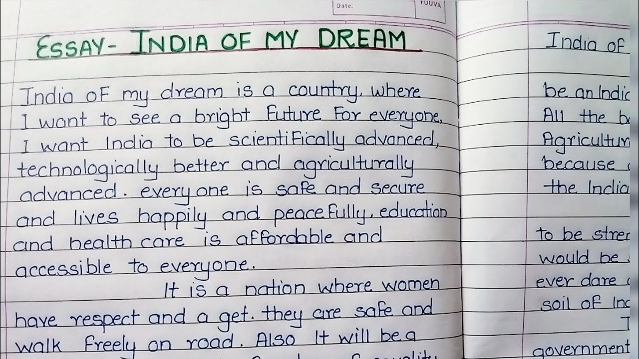 essay on india of my dreams for class 4