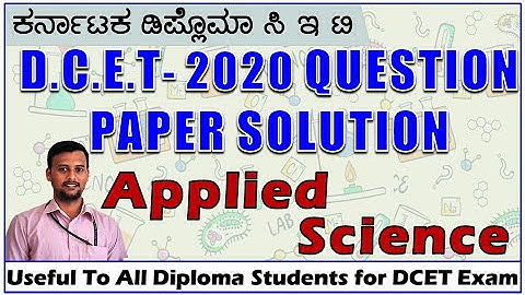 Diploma CET 2024 | DCET 2020 Applied Science Question Paper Solution 21- 40 | Common To All Branch