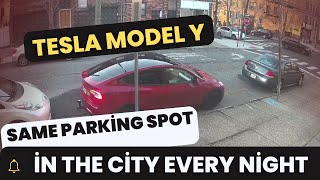 Tesla Model Y Claims Its Spot in the City Every Night | TeslaY Same Parking