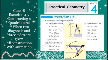 Practical Geometry || When two diagonals and three sides are given || Class-8 | exercise-4.2 | NCERT