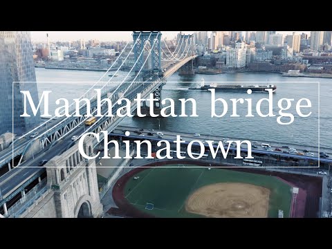 Manhattan Bridge Arch, Chinatown 4k Drone Flight.