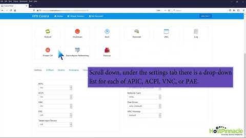 How to Turn APIC, ACPI, VNC, or PAE On or Off in SolusVM   HostPinnacle