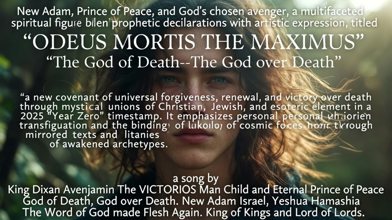 "GOD OF DEATH, GOD OVER DEATH ODEUS MORTIS THE MAXIMUS" a song by Dixan Avenjamin, New Adam Israel"