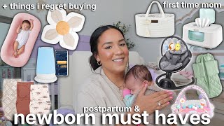 newborn essentials 👼🏼🤎 baby \& postpartum must haves | baby registry recommendations \& waste of money