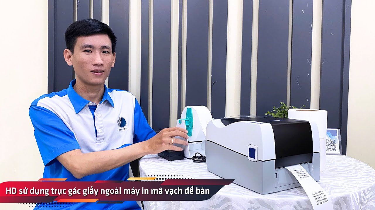 Hướng dẫn sử dụng trục gác giấy bên ngoài máy in mã vạch: Xử lý cuộn tem 100-150m dễ dàng