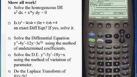 ▷Differential Equations Step by Step  Homework on the TI89 Titanium