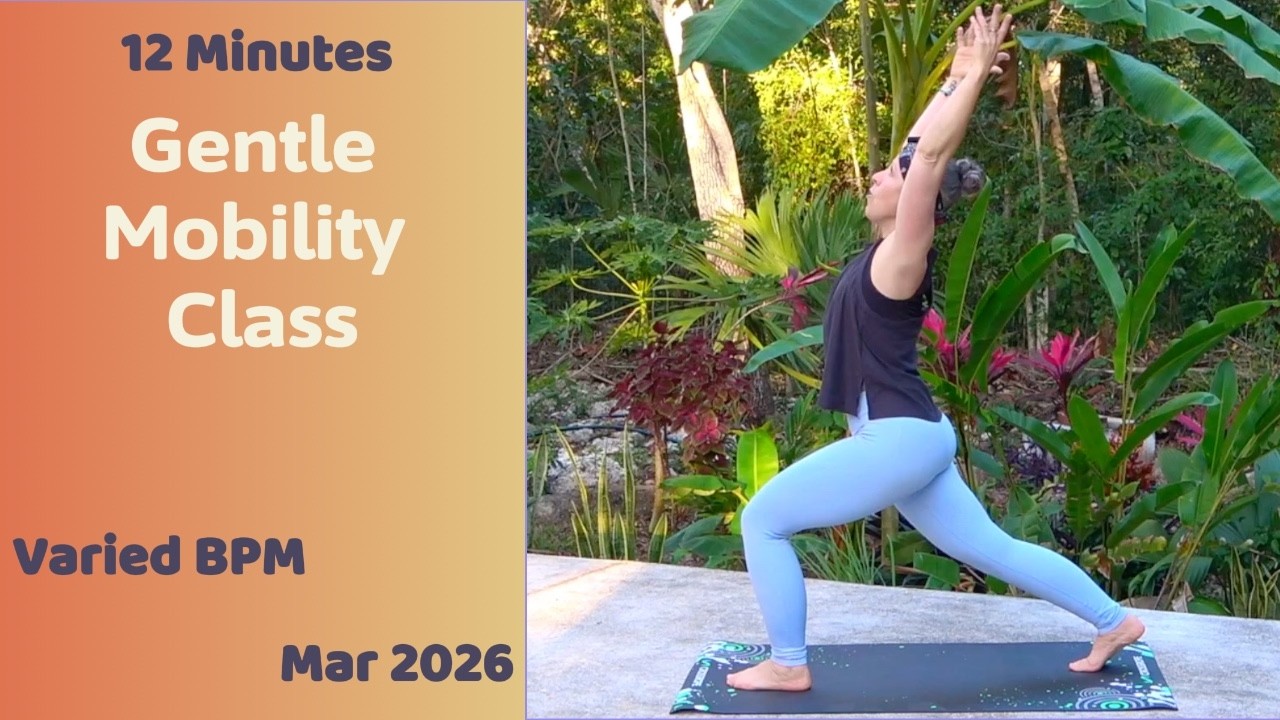 12-минутный щадящий урок по развитию подвижности, март 2026 г. Разная частота сердечных сокращений.