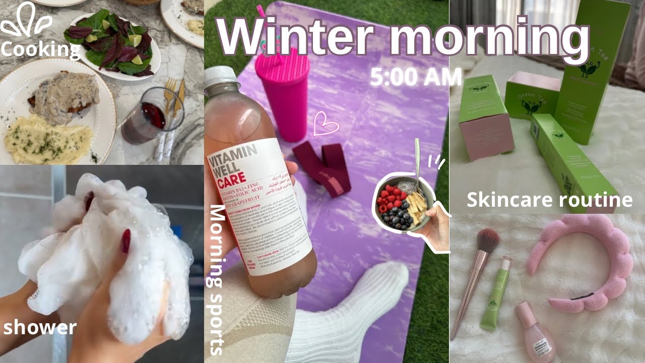 5AM morning routine 🌱|الاستيقاظ لليوم جديد ,شاور🛁،روتين صباح،فطور صحي بعد رياضة🥪،سكين كير ،طبخ🥣