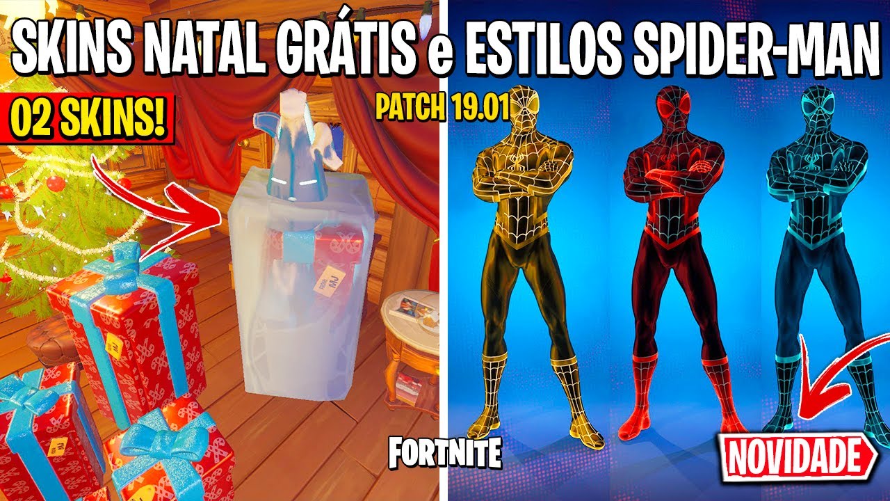 FORTNITE - DUAS SKINS GRÁTIS, DESAFIOS DE NATAL e SUPER ESTILOS - Update 19.01