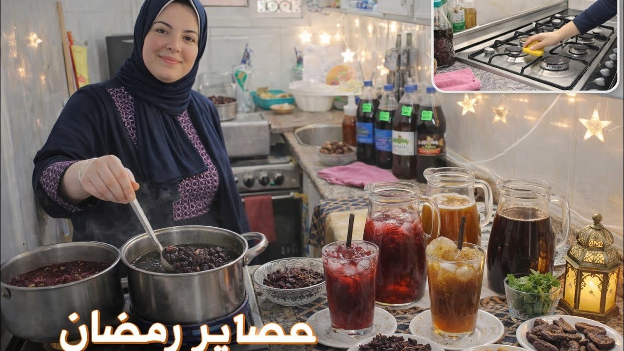 يوفر وقتك في رمضان 😍 حضّرت عصاير الخروب – الدوم – الكركديه بسرعة للعزومات  😱✨“ولادي قالوا؟