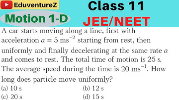 A car starts moving along a line, first with acceleration a =5m/s2 starting from rest, then uniforml