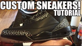 How to Paint Air Jordan 3 Tutorial! Midsole Liner & Upper ( "OVO" "Snake Eyes" Wolf Grey 3)