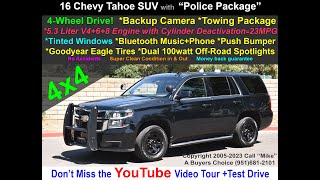 2016 Chevy Tahoe Police 4x4 Black Push bar search lights 08 23 Bad Boys by mybestcarcom 1,037 views 8 months ago 14 minutes, 55 seconds
