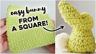 CROCHET BUNNY TUTORIAL SUPER EASY! how to crochet the easiest bunny from a square, crochet beginners
