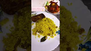 Today’s lunch - Basanti Pulao, Dim Kosha with Fried Fish.