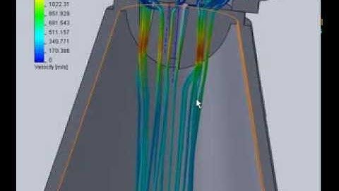 Solidworks Fluid Flow simulation in an fuel injector.