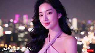 静かな夜 🌙 | Seoul Rooftop City Lights | Asian Girl Dreamy Mood