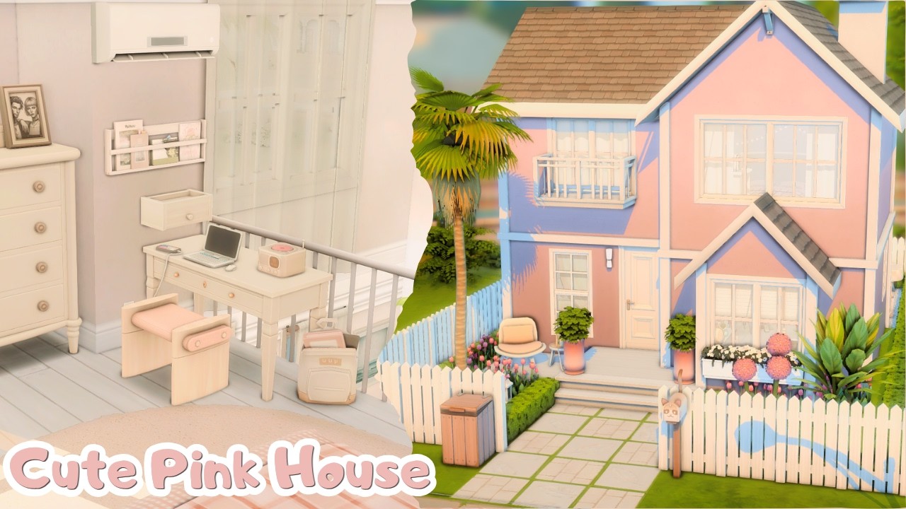 Cute Pink House 💗 The Sims 4 CC Speed Build - YouTube